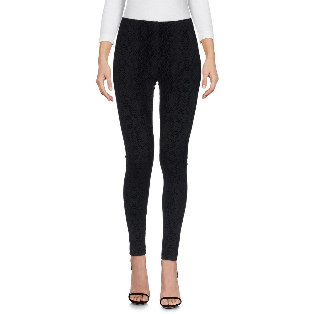 NWT David Lerner Womens Black Velvet Snake Print Textured Leggings Size Large - Picture 1 of 9